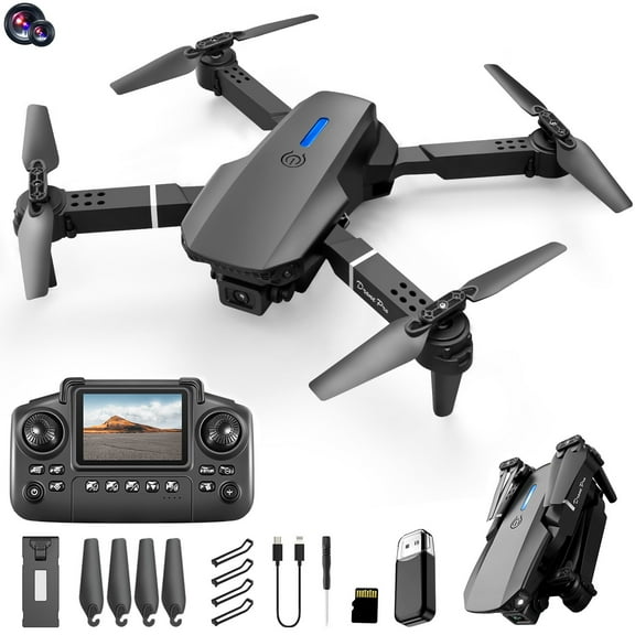 Black Fpv Drone With Screen Remote Control Dual Camera 1080P Hd Altitude Hold 360 Obstacle Avoidance 328Ft Range For Adults Beginners Black