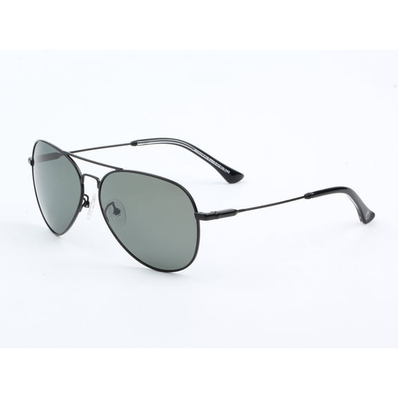 Black Frame Aviator Sunglasses with Dark Green Lenses, UV400 Protection Polarized Shades, Chic Fashion Eyewear for Men & Women