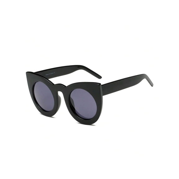 Black Frame Cat-Eye Sunglasses, UV Protection Dark Purple Lenses, Chic Fashion Eyewear for Daily & Vacation