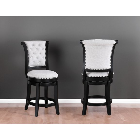 Black Frame Counter Height Swivel Stools in Set of 2 / Suitable for Kitchen Decor