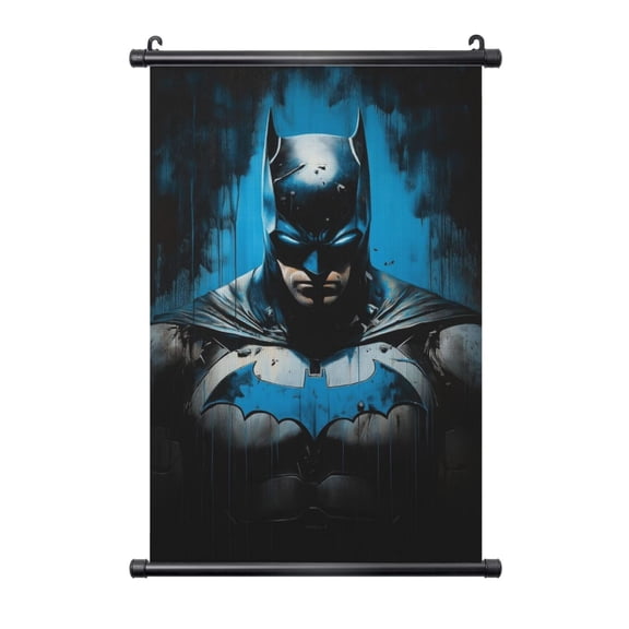 Black Frame Hanging Poster Batman Wall Canvas Artwork With PVC Scroll Painting 16"x24"