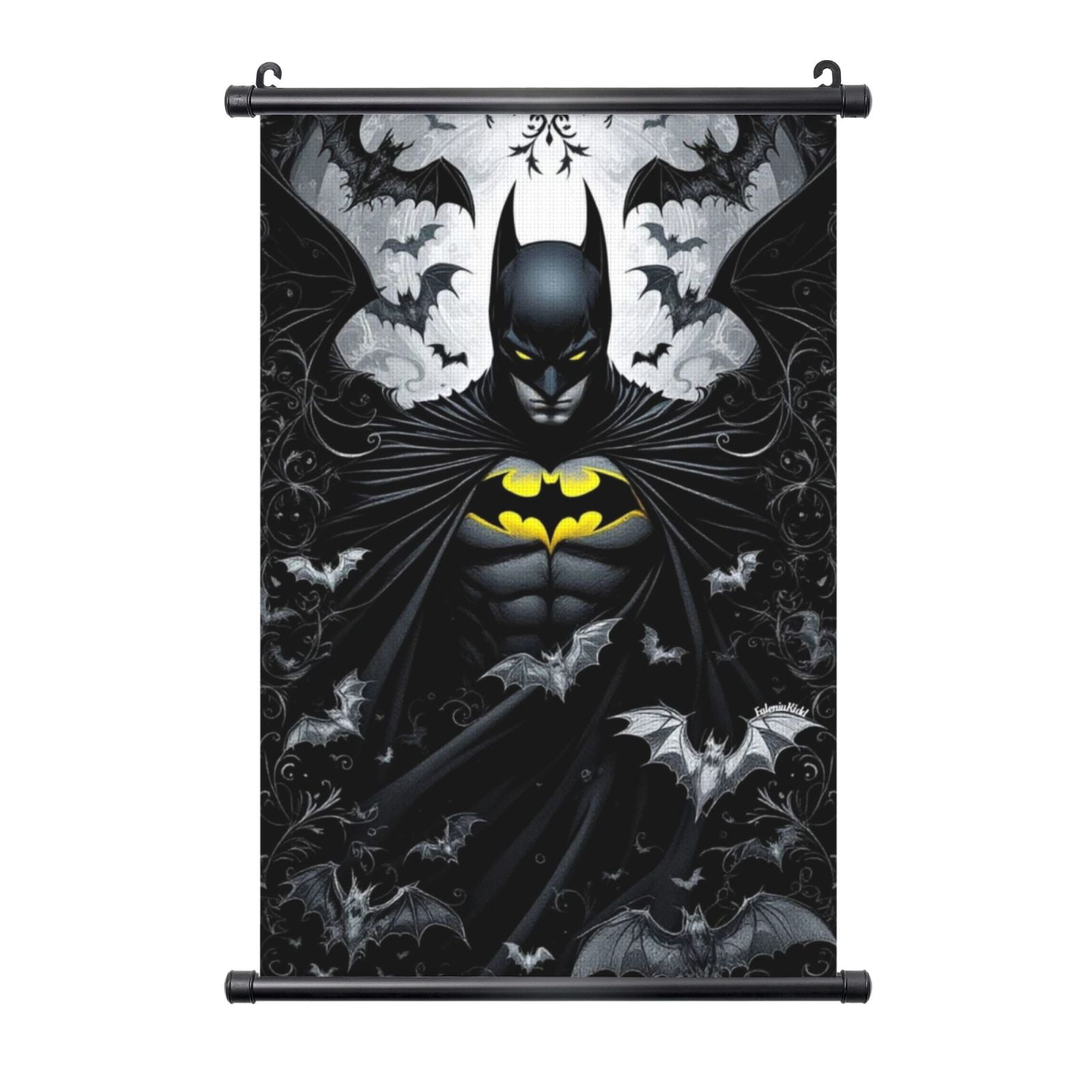Black Frame Hanging Poster Batman Wall Canvas Artwork With PVC Scroll ...