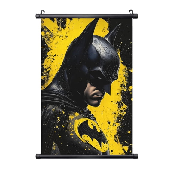 Black Frame Hanging Poster Batman Wall Canvas Artwork With PVC Scroll Painting 20"x30"