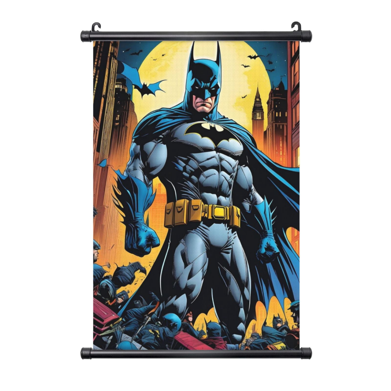 Black Frame Hanging Poster Batman Wall Canvas Artwork With PVC Scroll ...