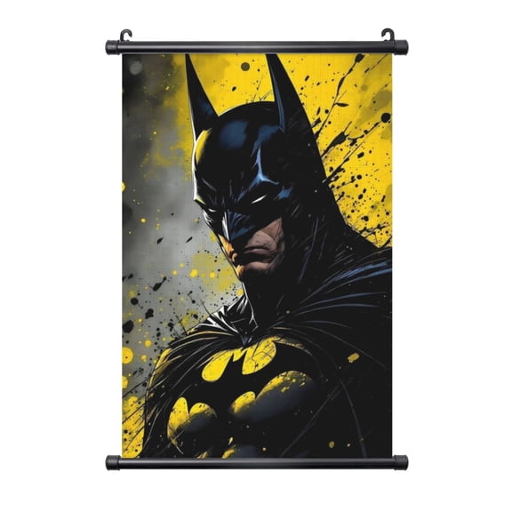 Black Frame Hanging Poster Batman Wall Canvas Artwork With PVC Scroll Painting 20"x30"