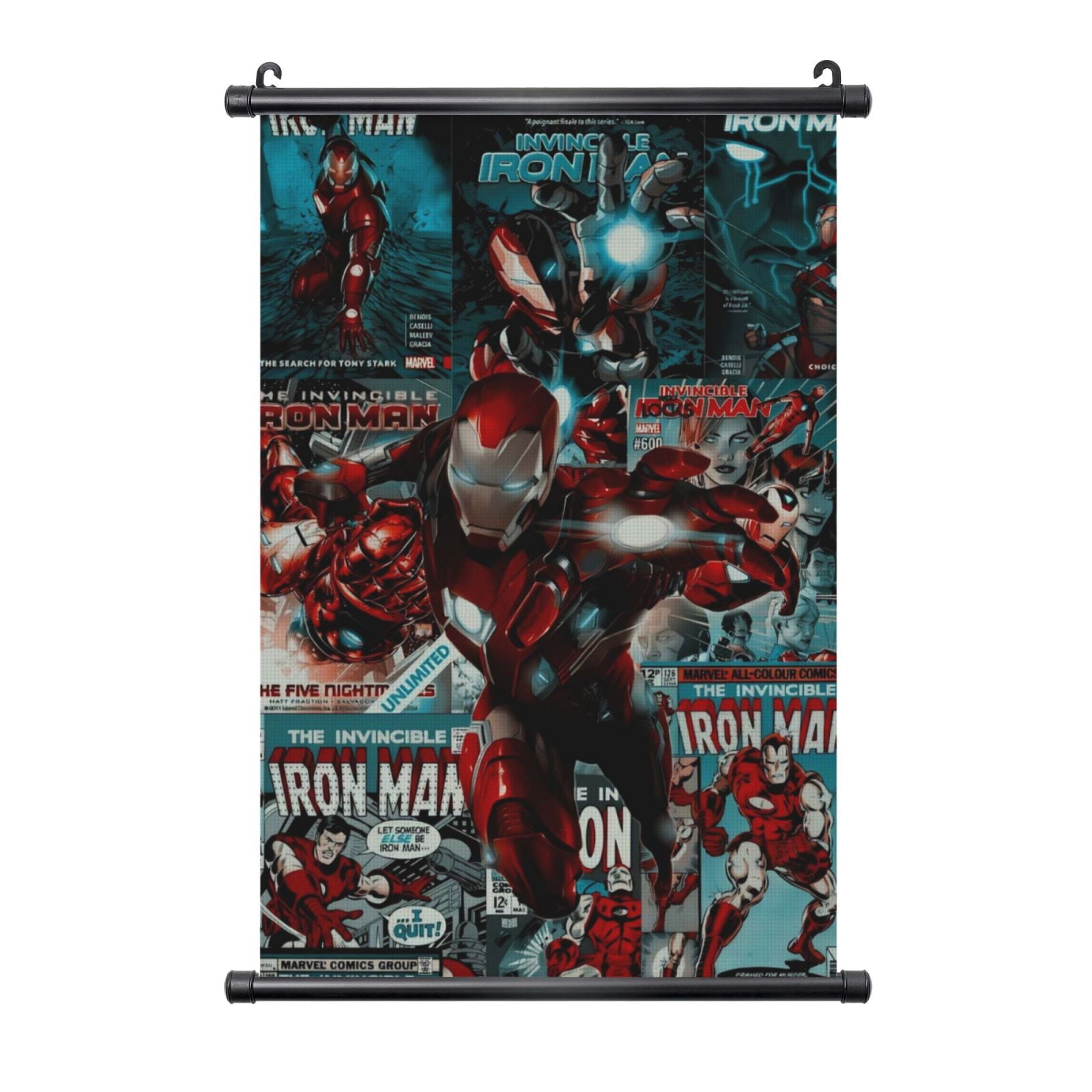 Iron Man Random Frame Black Frame Hanging Poster Iron Man Wall Canvas Artwork With PVC Scroll ...