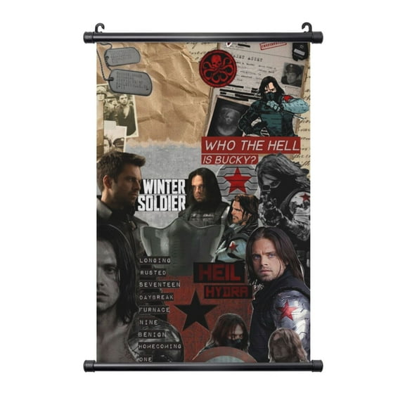 Black Frame Hanging Poster Sebastian Stan Bucky Barnes Wall Canvas Artwork With PVC Scroll Painting 16"x24"
