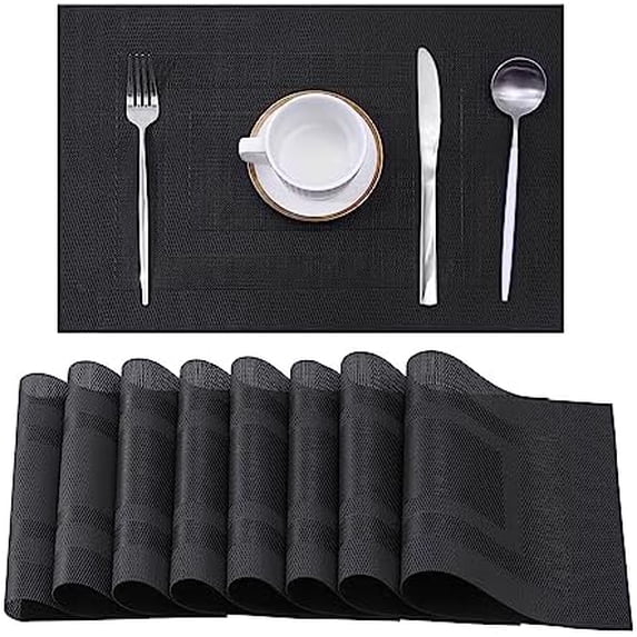 Black Frame Placemats Set of 8 - Heat Resistant Non-Slip Place mats for ...