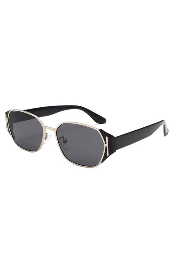 Black Frame Sunglasses (Logo Accent) - UV Protection Stylish Daily & Office Eyewear