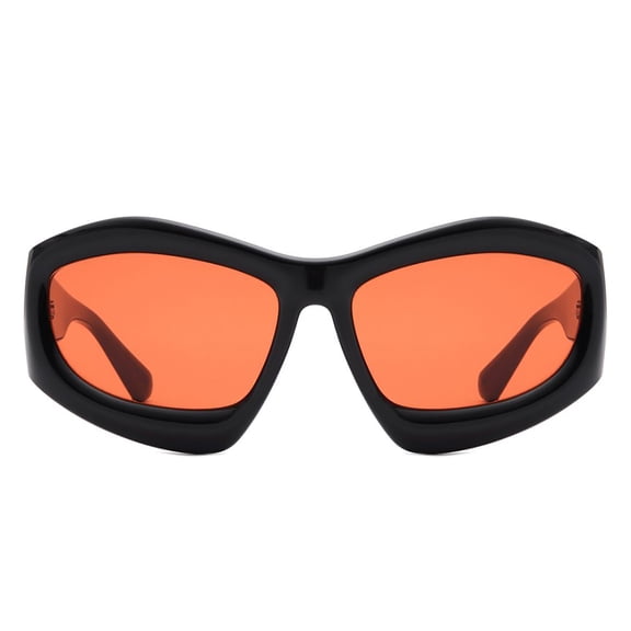 Black Frame Sunglasses - Orange Lens UV Protection Bold Casual Eyewear