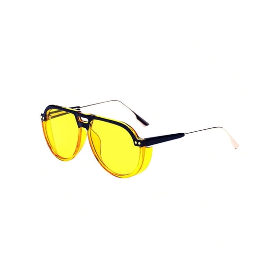 Black Frame Sunglasses - Yellow Lens UV Protection Bright Daily Eyewear