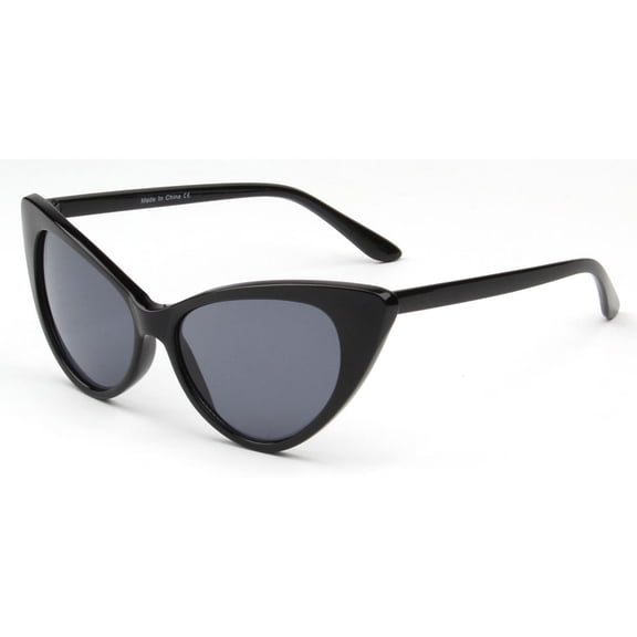 Black Frame Triangle Cat-Eye Sunglasses, UV Protection Dark Gray Lenses, Chic Fashion Eyewear for Daily & Vacation