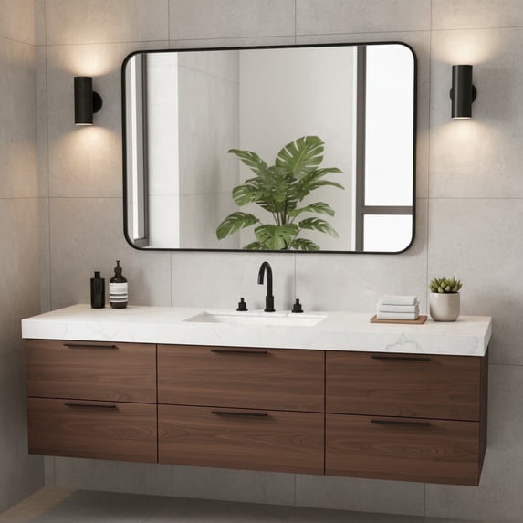 Taoset Black Framed Bathroom Mirror - Shatterproof Tempered Glass Wall Mirror with Aluminum Frame for Vanity, Entryway, Bedroom,40*30