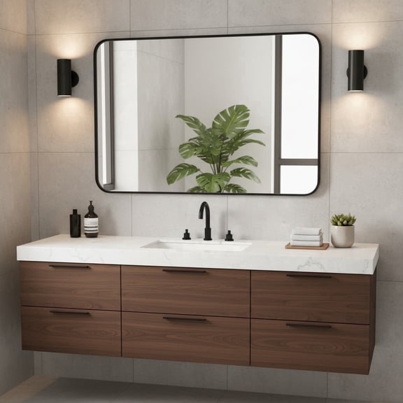 Taoset Black Framed Bathroom Mirror - Shatterproof Tempered Glass Wall Mirror with Aluminum Frame for Vanity, Entryway, Bedroom,40*30