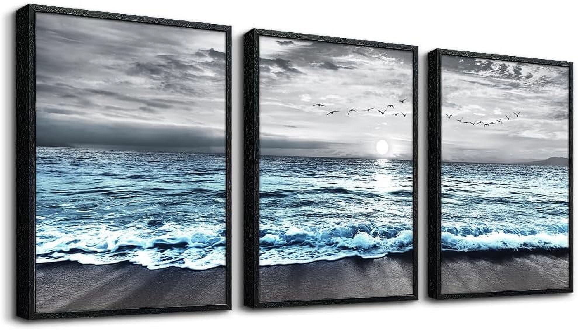 Blue Ocean Landscape 3-Piece Canvas Wall Art Set