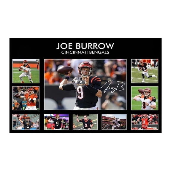 Black Framed Rugby Star Joe Burrow Signed Poster For Fans Kids Birthday Christmas Gifts-Sports Football Picture Canvas Art Prints For Boys Teens Room Bedroom Wall Decor