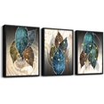 thumbnail image 1 of Black Framed Wall Art For Living Room Family Wall Decor For Bedroom Abstract Leaves Paintings Print Modern Office Decor Kitchen Wall Pictures Artwork Bathroom Home Decorations 12" X 16" 3 Piece, 1 of 6