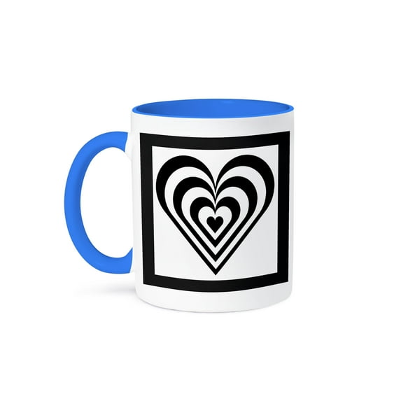 3dRose, Black Framed Zebra Heart, 15oz Two-Tone Blue Mug