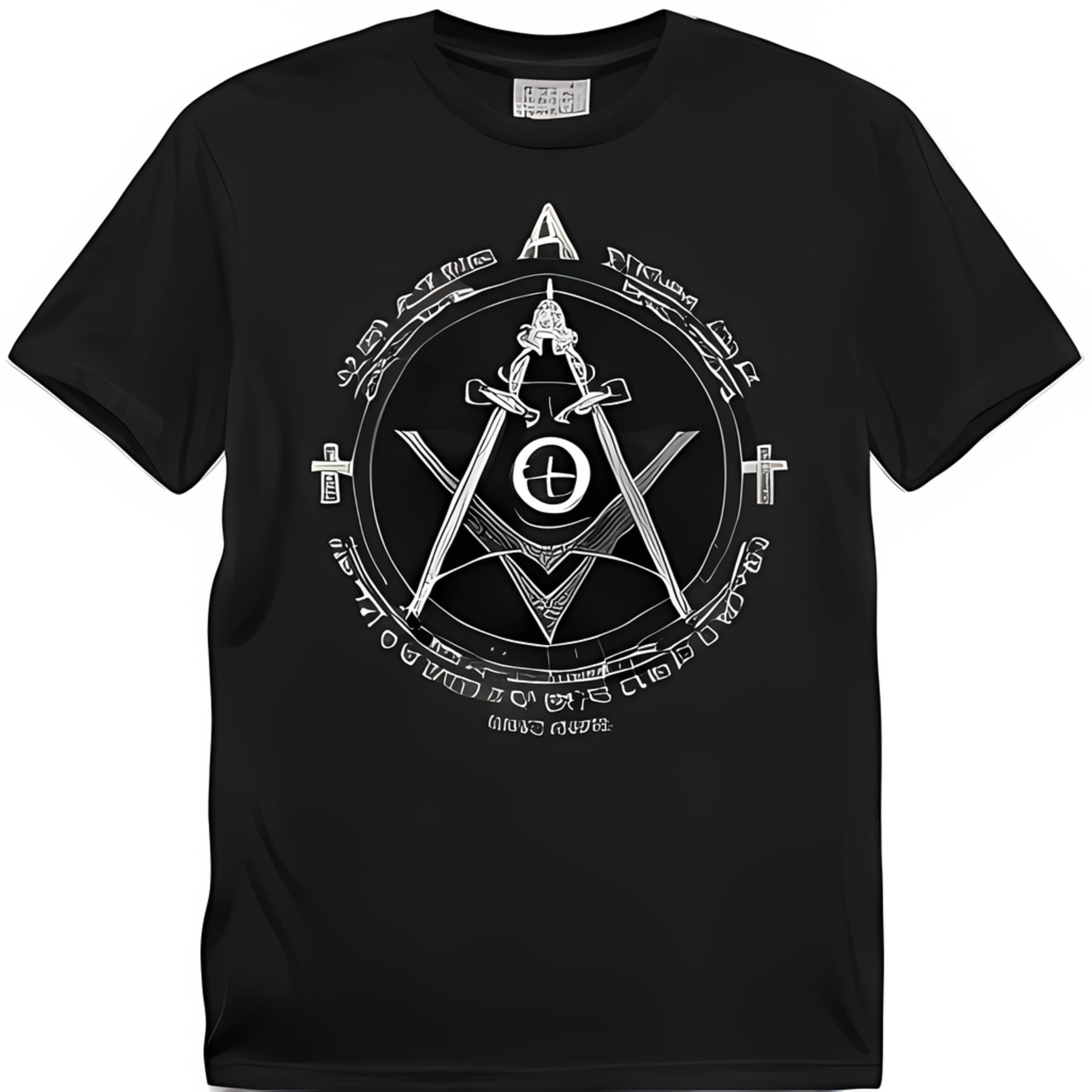 Black Freemason T-Shirt with Engraved Symbol and Tools Unique Design ...