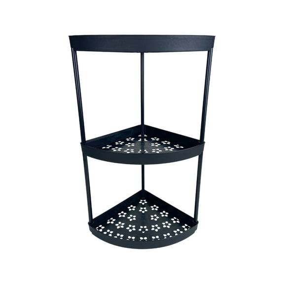 Black Freestanding Corner Shelf Rack For Bathroom Storage Organizer 3-Tier Triangle Shelving Unit For Toiletries Bedroom Living Room Space Saving Design Easy Assembly 13.15 Inches Height 0