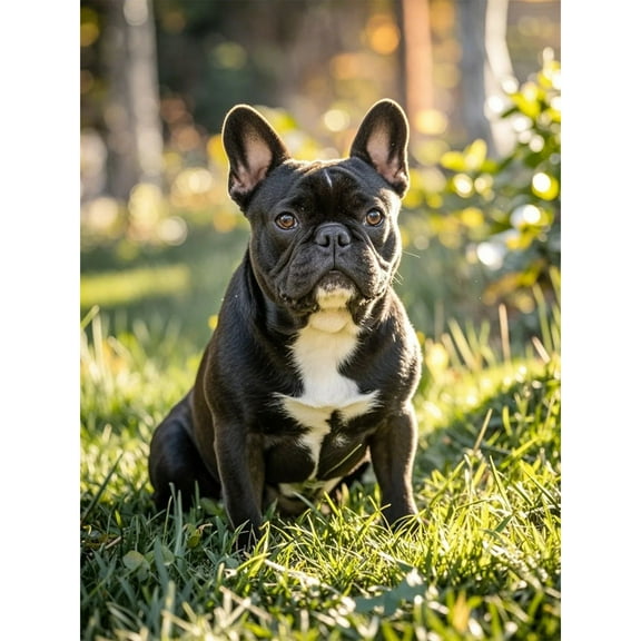 Black French Bulldog Diamond Art Decor,for Beginners Gem Craft Kits,5D Diamond Art Kit Paint by Number Diamond Painting,Full Round Drill Diamond Dot Gem handmade Home Decor 12X16 Inch