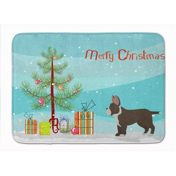 Black French Bulldog Pit Bull Mix Christmas Tree Machine Washable Memory Foam Mat