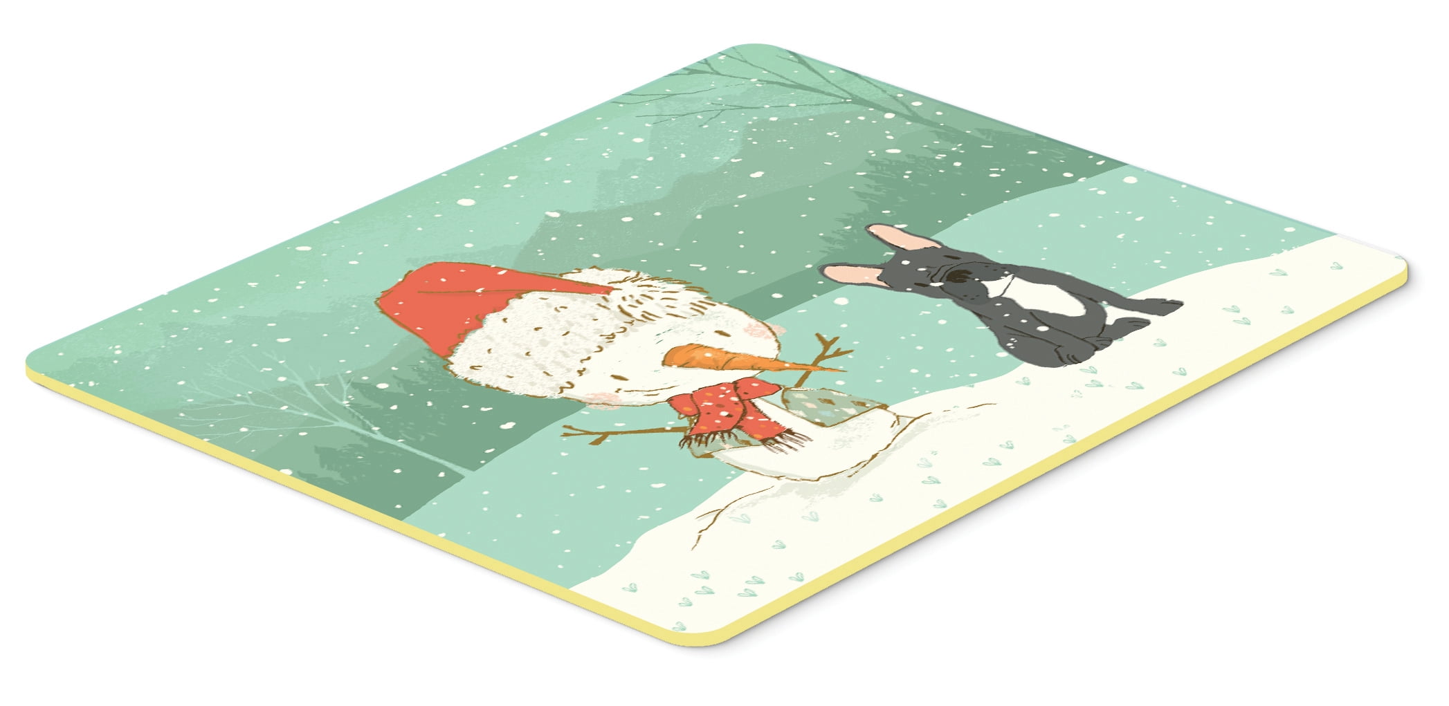 Black French Bulldog Snowman Christmas Kitchen or Bath Mat 24x36