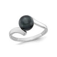 thumbnail image 1 of Gem & Harmony Black Freshwater Cultured Pearl Ring 7mm in 14K White Gold for Women, 1 of 6