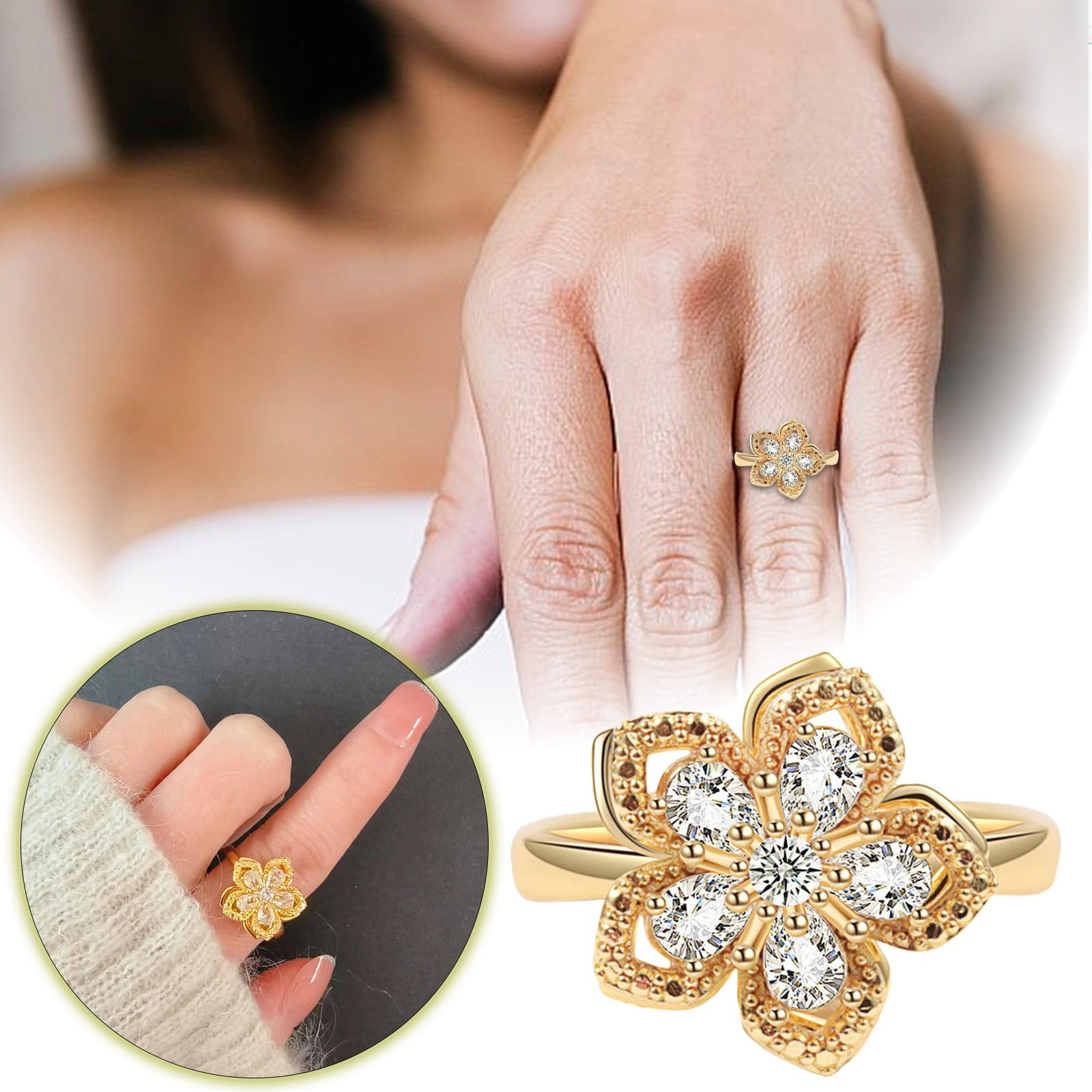 Holiday Gift Finder Clearance Under 5.00 Anxiety Ring Gold Plated