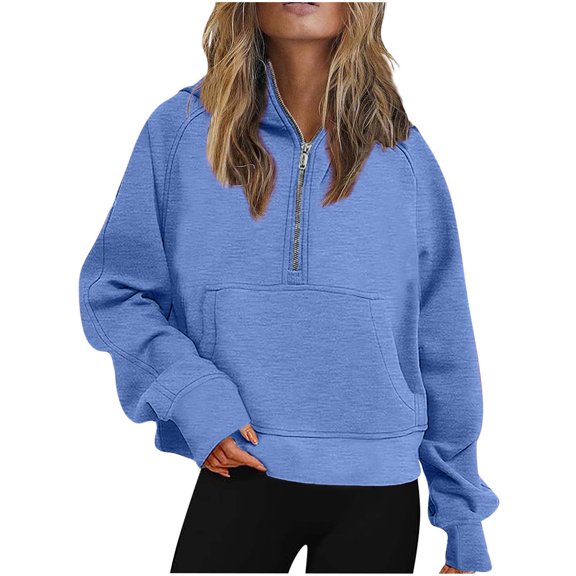 Black and Friday 2025 Lindreshi Womens Fall Fashion 2025 Hoodies for Women Women Half Zip Cropped Hoodies Fleece Quarter Zip Up Pullover Sweatshirts Winter Clothes 2025 Outfits Sweater Coat