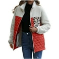 thumbnail image 1 of Black and Friday 50% Off Clear! Plus Size Winter Coats for Women, Women Casual Plush Jacket Long Sleeved Loose Round Neck Patchwork Zippered Double-Sided Plush Jacket Early Access Deals, 1 of 3