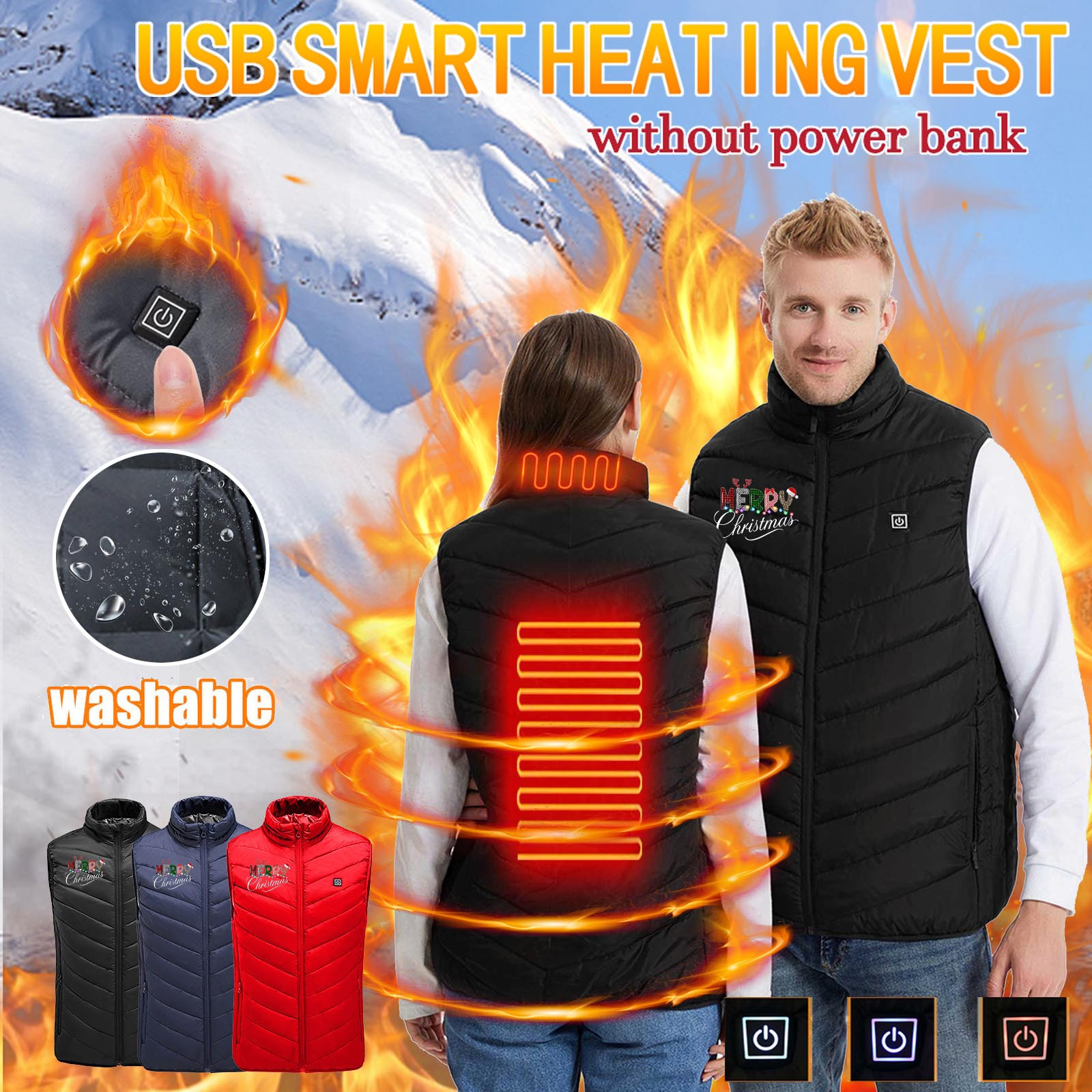 Black & Friday Aufmer Unisex Heated Vest Winter Jacket USB Intelligent