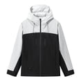 thumbnail image 1 of ChaoHeng 2025 Fall Coat Tops Women's Solid Color Hooded Windbreaker,Lightweight Packable Rain Jacket with Chest Pockets, 1 of 3