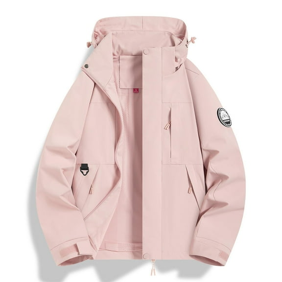 Black*Friday ChaoHeng Fall Coats for Women 2025 Women's Solid Color Detachable Hood Shell Jacket,Windproof Technical Coat with Secure Pockets