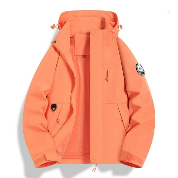 Black*Friday ChaoHeng Fall Jackets for Women 2025 Women's Solid Color Detachable Hood Shell Jacket,Windproof Technical Coat with Secure Pockets