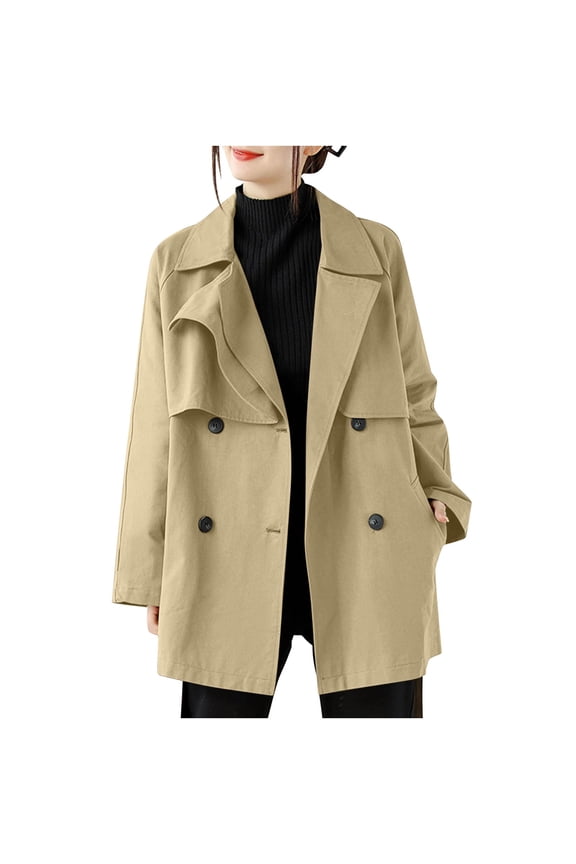 Black*Friday ChaoHeng Fall Jackets for Women Plus Size Women's Plus Size Utility Jacket,Vintage Style Mid-Length Hooded Trench Coat