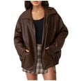thumbnail image 1 of Black*Friday ChaoHeng Fall Jackets for Women Plus Size Women's Solid Color Faux Leather Moto Jacket with Zipper Pockets, 1 of 8