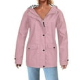 thumbnail image 1 of Black*Friday ChaoHeng Fall Jackets for Women Plus Size Women's Waterproof Solid Color Rain Jacket with Hood and Pockets, 1 of 6