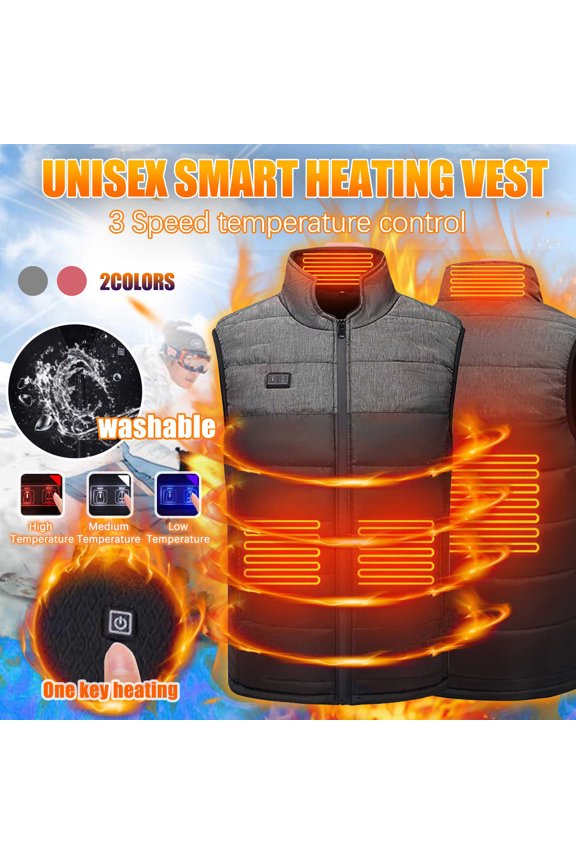 Black**Friday ChaoHeng Men's & Women's 17-Zone Electric Heated Vest,3-Temp Control Quilted Winter Jacket with 4 Independent Controls