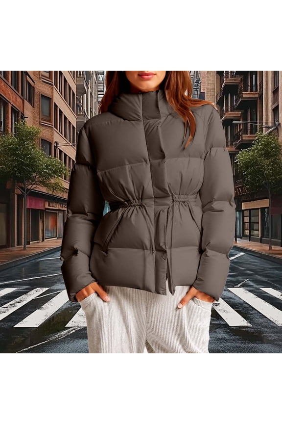 Black*Friday ChaoHeng Puffer Coats for Women Women's Belted Quilted Coat,Smocked Waist Hooded Puffer Jacket