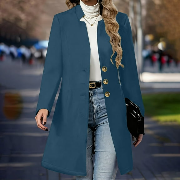 Black*Friday ChaoHeng Women Coats Clearance under 25.00 Women's Solid Color Long Trench Coat,Double-Breasted Wool Blend Belted Jacket