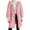 thumbnail image 1 of Black*Friday ChaoHeng Women Coats Clearance under 25.00 Women's Solid Color Plush Hooded Jacket,Loose Fit Long Sleeve Lounge Coat, 1 of 7