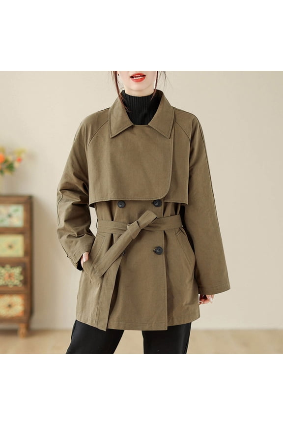 Black*Friday ChaoHeng Women Coats and Jackets Winter Sale Women's Plus Size Utility Jacket,Vintage Style Mid-Length Hooded Trench Coat