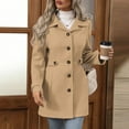 thumbnail image 1 of Black*Friday ChaoHeng Women Coats and Jackets Winter Sale Women's Solid Color Wool-Blend Pea Coat,Slim Fit Button Up Jacket, 1 of 9