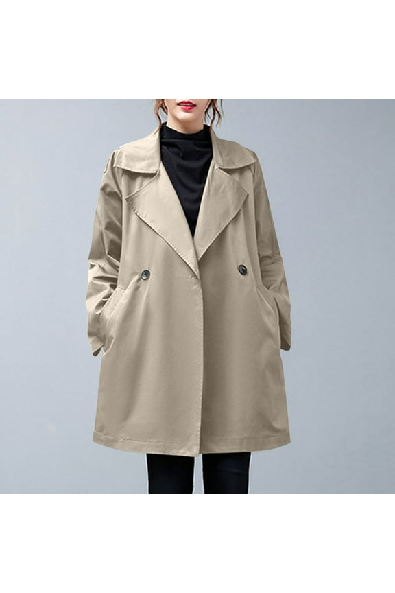 Black*Friday ChaoHeng Women's Outerwear Women's Plus Size Utility Jacket,Vintage Style Mid-Length Hooded Trench Coat