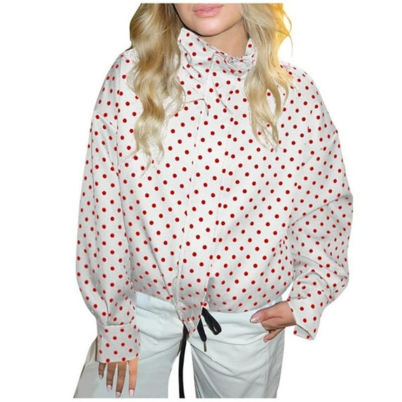 Black*Friday ChaoHeng Womens Winter Puffer Coats Women's Polka Dot Anorak Jacket,Drawstring Hood Stand Collar Pullover