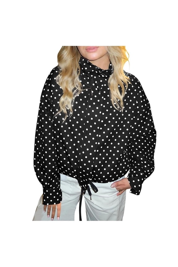 Black*Friday ChaoHeng Womens Winter Puffer Coats Women's Polka Dot Anorak Jacket,Drawstring Hood Stand Collar Pullover