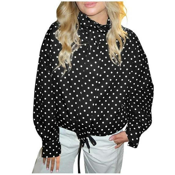 Black*Friday ChaoHeng Womens Winter Puffer Coats Women's Polka Dot Anorak Jacket,Drawstring Hood Stand Collar Pullover