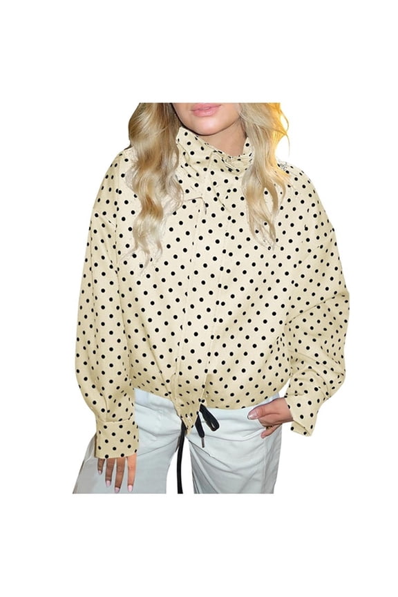 Black*Friday ChaoHeng Womens Winter Puffer Coats Women's Polka Dot Anorak Jacket,Drawstring Hood Stand Collar Pullover