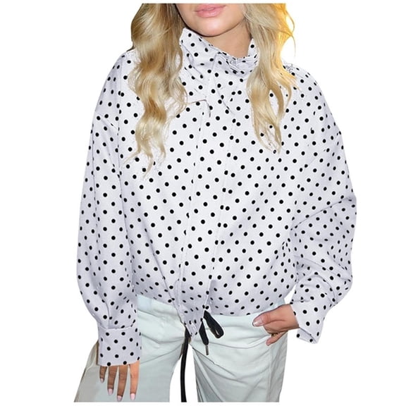 Black*Friday ChaoHeng Womens Winter Puffer Coats Women's Polka Dot Anorak Jacket,Drawstring Hood Stand Collar Pullover